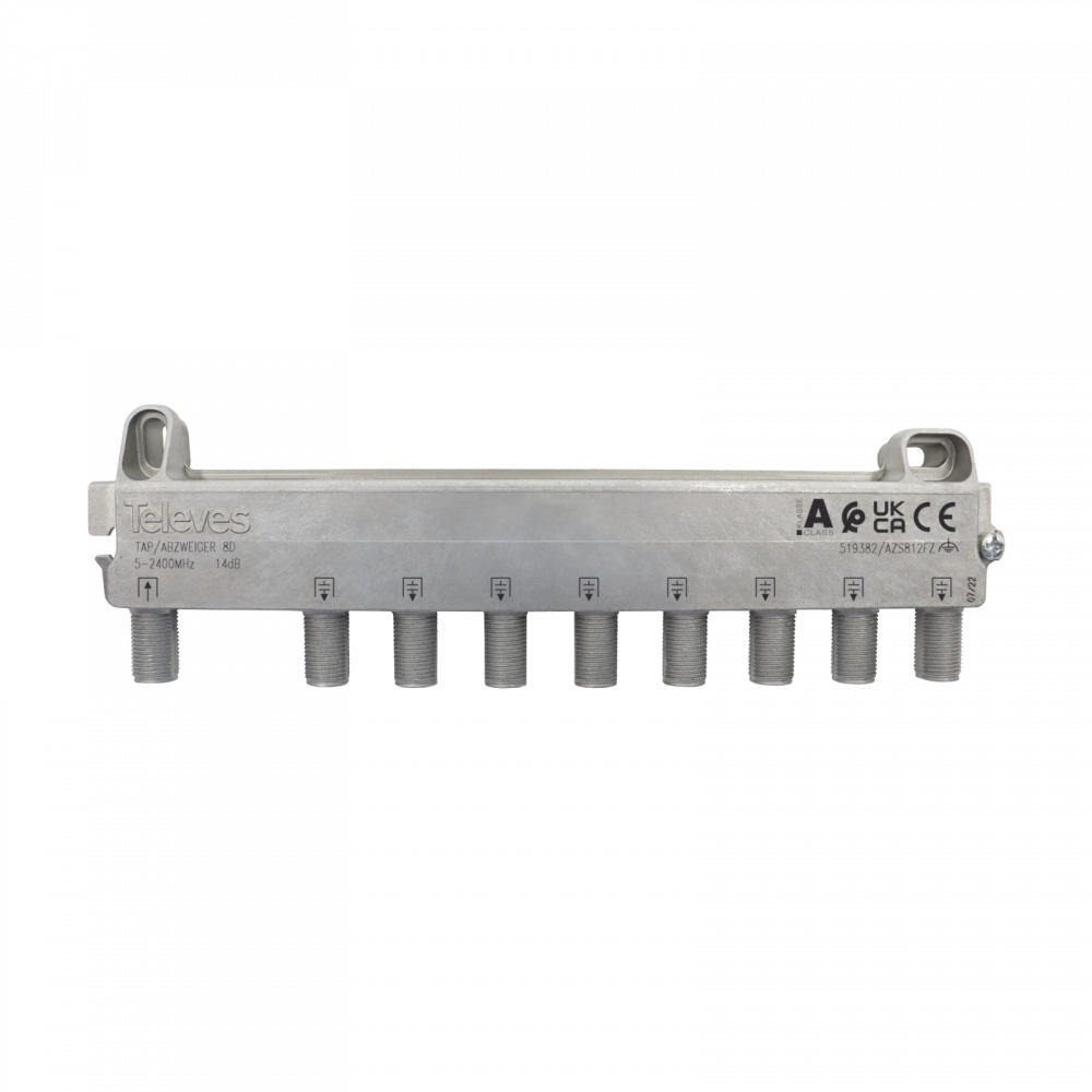 Derivador Interior Televes 5148 - 5-2400 MHz, Conector F, 8 Salidas, 23 DB | Para Instalaciones TV, Antena