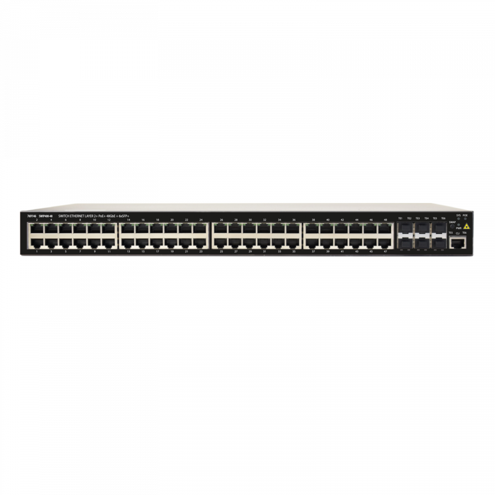 Ethernet Switch Layer 2+ 48xGbE (PoE+, 370W) + 6xSFP+ (10Gbps)