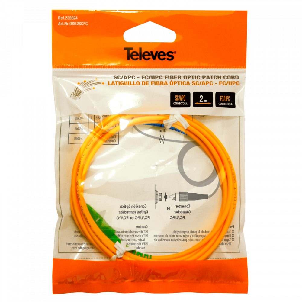 Octofibre Câble Fibre Optique Invisible/Transparent - SC-APC to SC-UPC {Jarretière Optique pour Box Freebox Free – Delta – One – V2 – Mini – Révolution} (30M