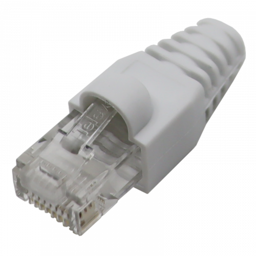 Conector RJ45 macho pasante UTP Cat 6 para cables de datos + Protector PVC