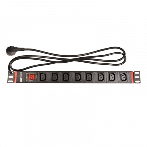 Regleta para Rack 19" 1U, con 8 enchufes IEC C13