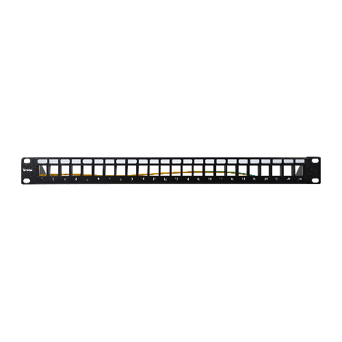 Panel para Rack 19" con soporte para cables 1U, con capacidad de hasta 24 adaptadores "RJ45"