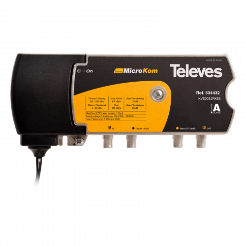 Central MicroKom de línea (1GHz - Ganancia: 30/35dB) Canal de retorno activo/pasivo: 5-85MHz
