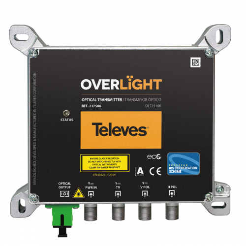 Transmisor óptico Overlight CWDM Uso interior, DAB/UHF/SAT, 1510nm, Po 9dBm