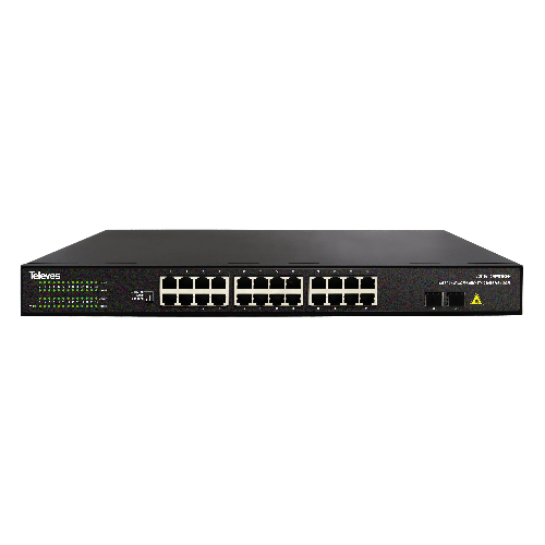 Commutateur Ethernet Layer 2 non gérable 24xGbE (PoE+, 370W) + 2xSFP