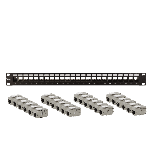 Panneau for Baie 19" 1RU, avec 24 connecteurs "RJ45" Cat 6A FTP Femelle
