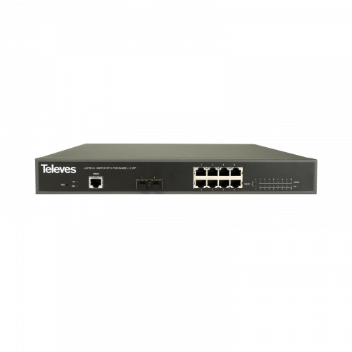 Switch Ethernet Layer 2+ 8xGbE (PoE+, 130W) + 2xSFP (1Gbps)