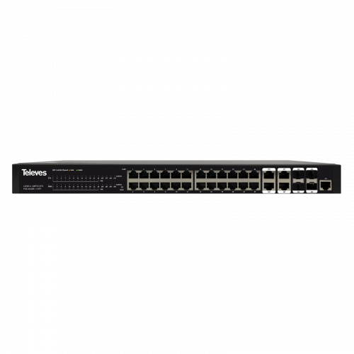 Switch Ethernet Layer 2+ 24xGbE (PoE+, 370W) + 4x Combo GbE/SFP