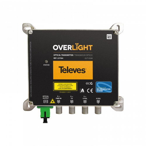 Transmisor óptico Overlight CWDM Uso interior, DAB/UHF/SAT, 1550nm, Po 9dBm